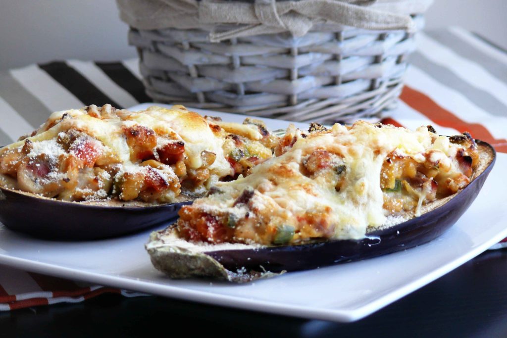 Berenjenas Rellenas De Pisto Y Gratinadas Con Queso 